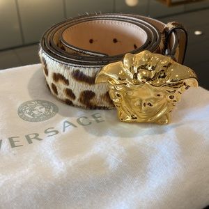 VERSACE MEDUSA LEOPARD PRINT BELT